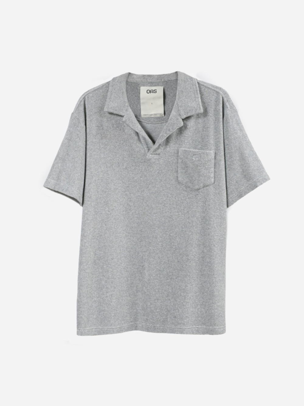 OAS Grey Melange Polo Terry Shirt Size L